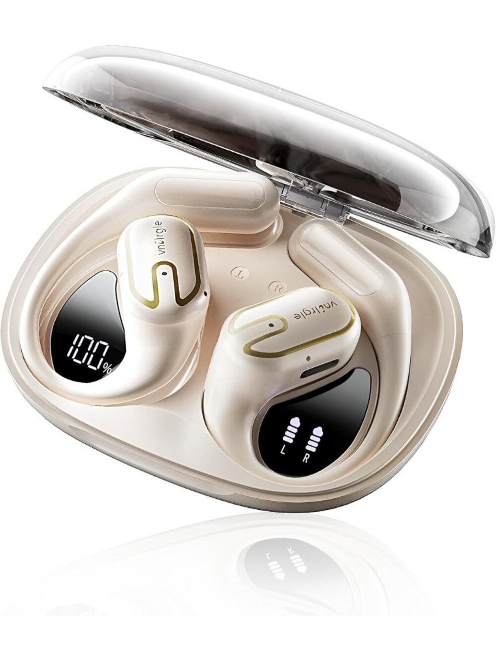 VNILRGLE T15 Wireless 5.4 Bluetooth Open Ear EARBUDS w/ LED Display OPEN BOX